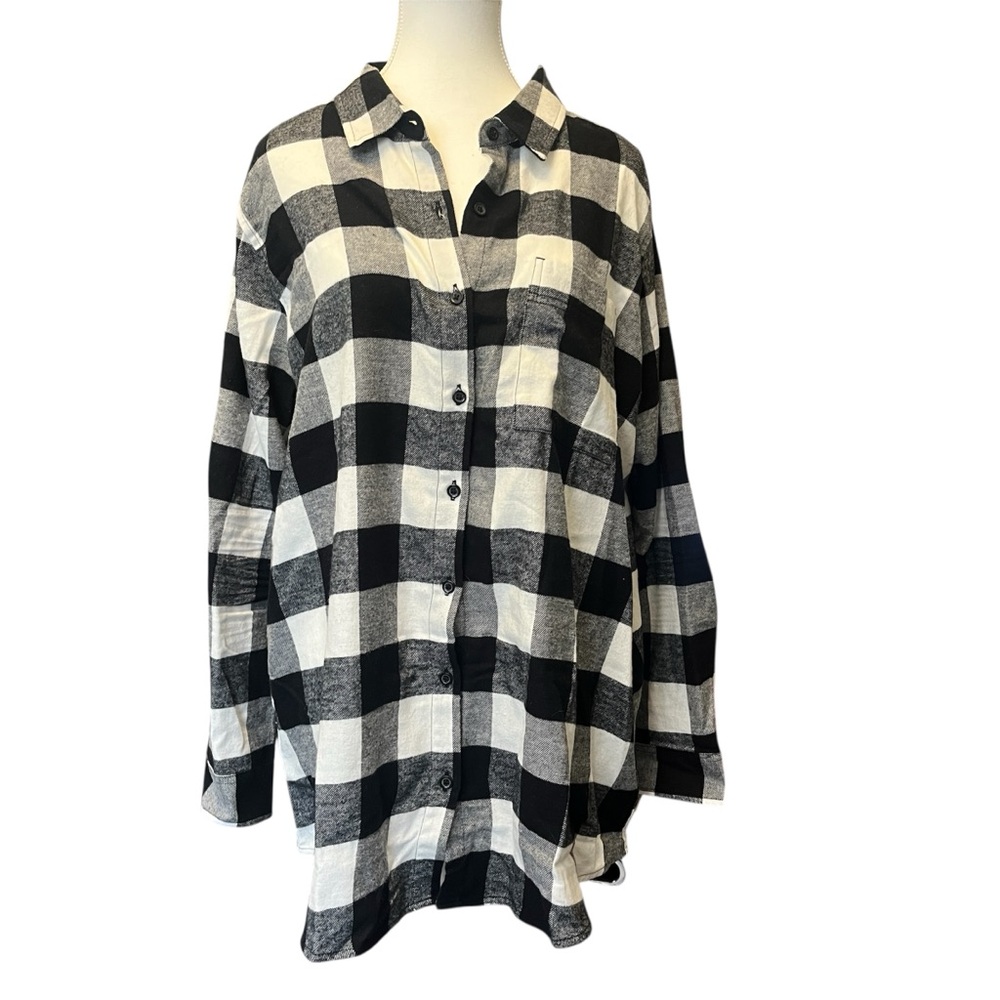 Black & White Buffalo Check Button-Up Shirt